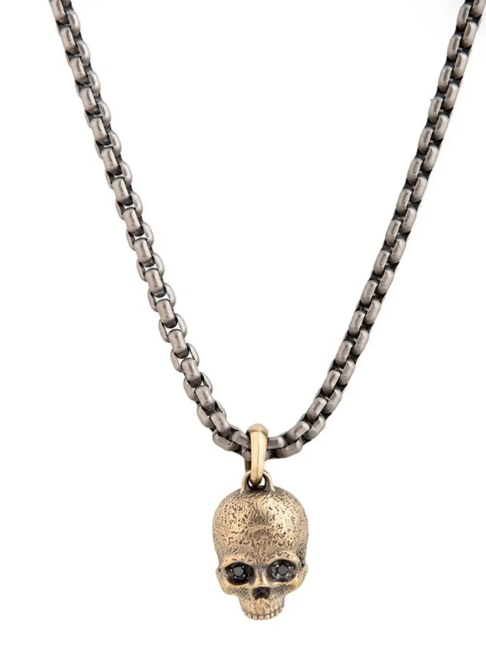 DAVID YURMAN 18K & STERLING DIAMOND MEMENTO MORI SKULL AMULET PENDANT NECKLACE